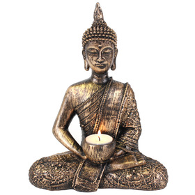 ##Sitting Thai Buddha Resin Tealight Holder
