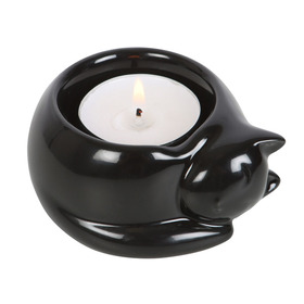 ##Black Cat Ceramic Tealight Candle Holder