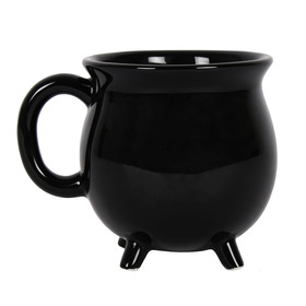 ##Plain Black Ceramic Cauldron Mug