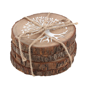 ##Set of 4 Tree of Life Wood Slice Coasters