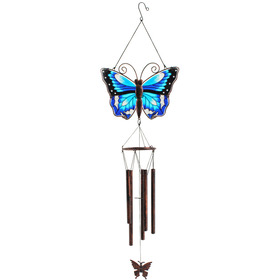##Blue Butterfly with Metal Resin Windchime