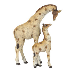 ##Stand Tall Giraffe Mother and Baby Resin Ornament