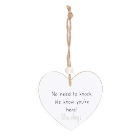 ##No Need To Knock Hanging Heart Sentiment MDF Sign