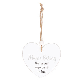 ##Mum's Baking Secret Ingredient Hanging Heart Sentiment MDF Sign