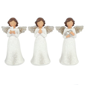 ##Set of 3 Peace, Pray, Love Glitter Resin Mini Angels