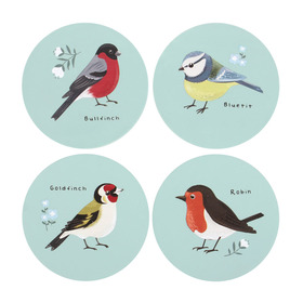 ##British Garden Birds MDF Coaster Set
