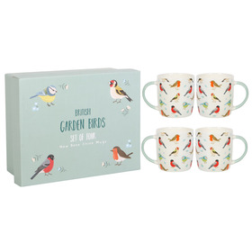 ##Set of 4 Ceramic Garden Bird Mug