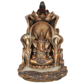##Bronze Ganesh Resin Backflow Incense Burner