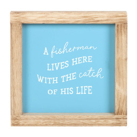 ##*A Fisherman Lives Here Wooden Frame Sign