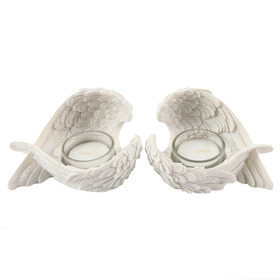 ##Set of 2 Resin Winged Candle Holders