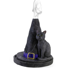 ##Witch's Hat with Cat Resin Incense Burner