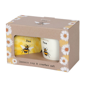 ##Queen Bee Ceramic Mug & Coaster Set