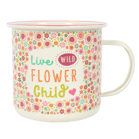 ##Flower Child Enamel  Style Metal Mug