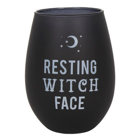 ##Resting Witch Face Stemless Wine Glass