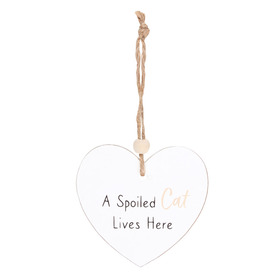 ##Spoiled Cat Hanging Heart Sentiment MDF Sign