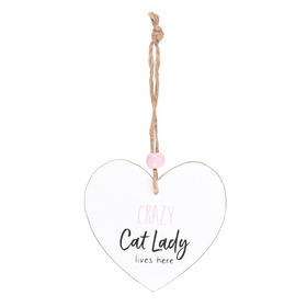 ##Crazy Cat Lady Hanging Heart Sentiment MDF Sign