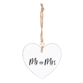 ##Mr and Mrs Hanging Heart Sentiment MDF Sign