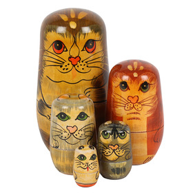 ##Cat Wooden Russian Doll