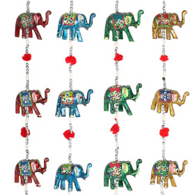 ##[6asst] Multi Coloured Resin Hanging Elephant with Bell