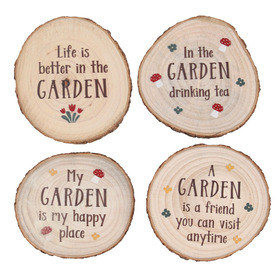 ##Garden Wood Slice Coaster Set