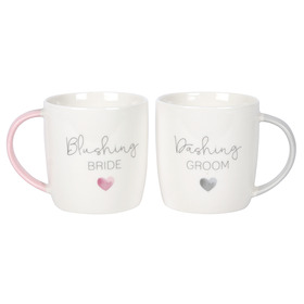 ##Blushing Bride Dashing Groom Ceramic Mug Set