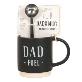 ##Dad Fuel Ceramic Mug and Metal Coffee Scoop Clip