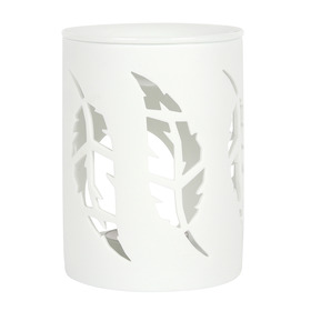 ##White Feather Cut Out Ceramic Oil Burner