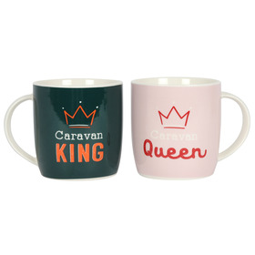 ##Caravan King and Queen Ceramic Mug Set