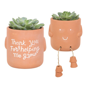 ##Thank You For Helping Me Grow Sitting Terracotta Plant Pot Pal