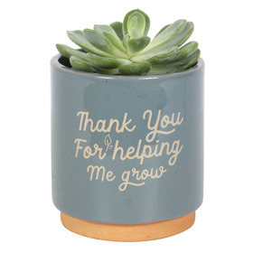 ##Blue Thank you for Helping Me Grow Ceramic Plant Pot