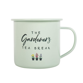 ##Gardener's Tea Break Metal Enamel Style Mug