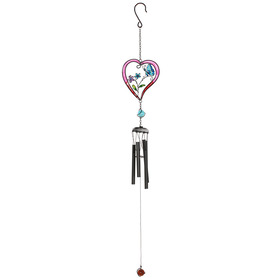 ##Red Heart with Metal Resin Windchime